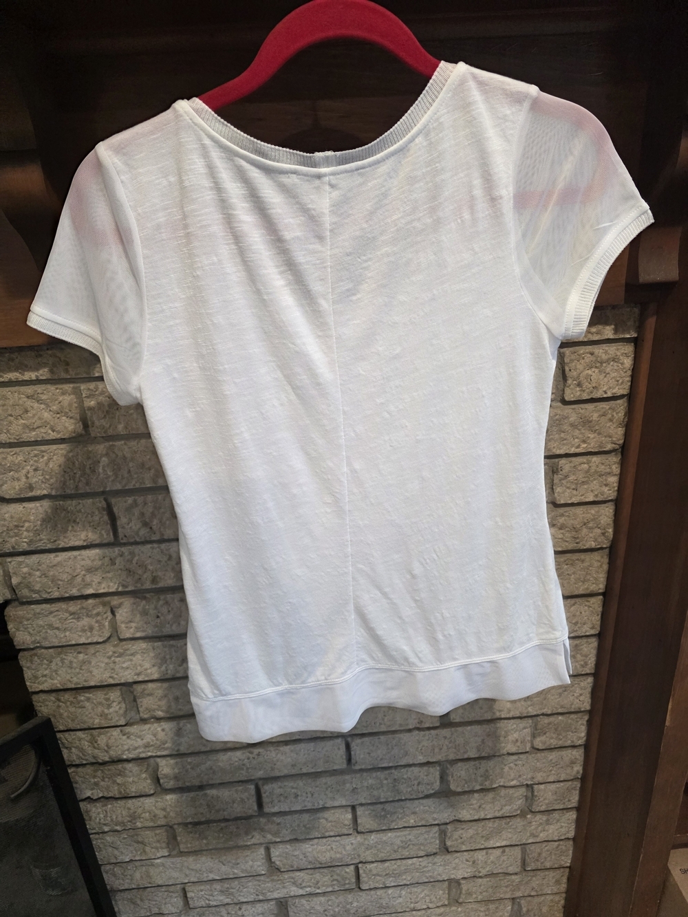 White House Black Market White Rhinestone Scoop Neck Short Sleeve Tee - Picture 5 of 6